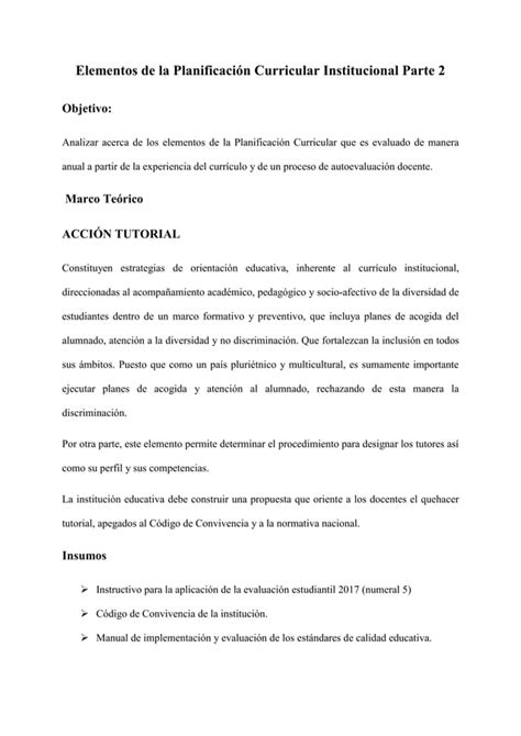 Planificación Curricular Institucional Pci Parte 2curricularinstitucionalparte2 Pdf