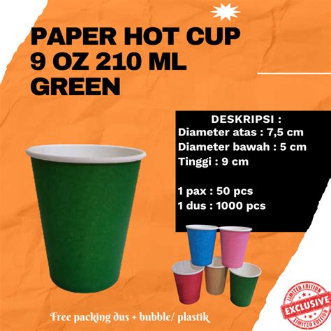 Jual Paper Hot Cup Oz Ml GREEN Gelas Kertas Isi Pcs Edisi Warna Warni Shopee Indonesia