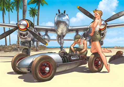 Rule 34 Blonde Hair Female P 38 Lightning Pin Up Race Car Romain Hugault 6254283