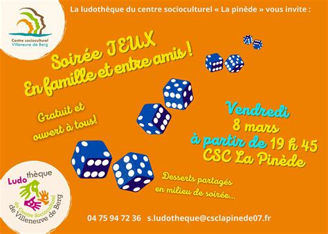 Soir E Jeux En Famille Et Entre Amis Centre Socioculturel La Pin De