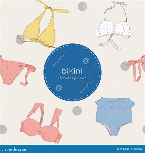 Vector Set Of Swimwear Illustration Bikini Seamless Pattern Stock Vector Illustration Of