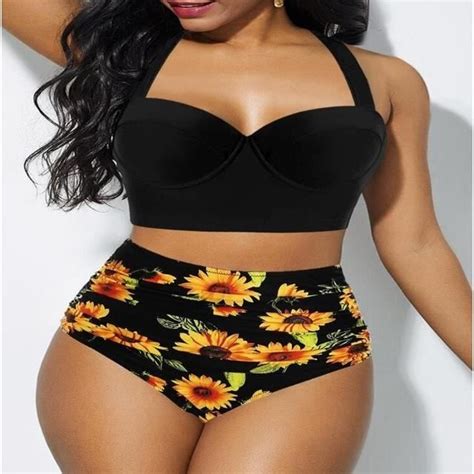 MAILLOT DE BAIN Taille Haute Bikini Grande Taille Maillots De Bain Femmes Maillot De Bain
