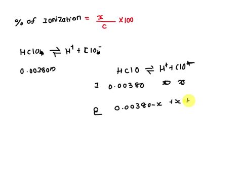 Solved A Calculate The Percent Ionization Of M Hypochlorous