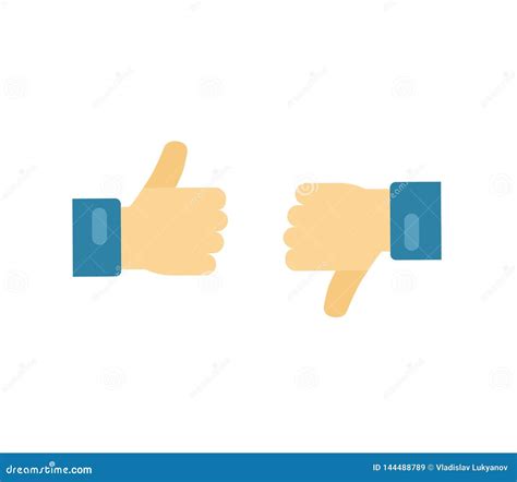 Like Or Dislike Icons Vector Flat Cartoon Hands With Up And Down