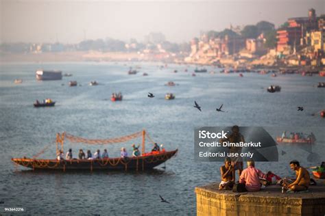 Banks On The Holy Ganges River In Varanasi Stock Photo - Download Image Now - Ancient ...