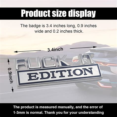 Calcoman As De Emblema De Edici N Fuck It Calcoman A De Repuesto Para Placa De Guardabarros