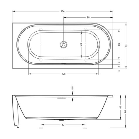 Riho Desire Corner freistehende Badewanne 184 x 84 cm Fußende Links