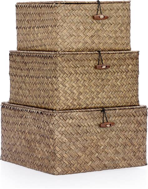 Amazon Hipiwe Wicker Storage Baskets Bins With Lid Set Of 3