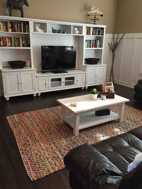 Dark Floors White Walls Living Room