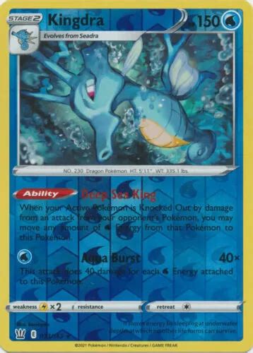 POKÉMON KINGDRA 033 163 Holo inversé rare Styles de combat