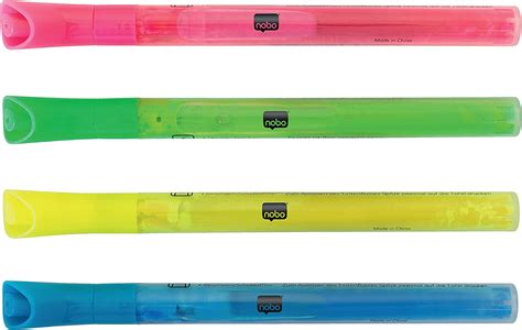 Nobo Neon Whiteboard Pens 2mm Bullet Tip Markers Pack Of 4 Dry Wipe