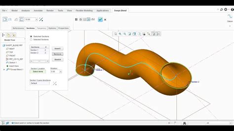 SWEPT BLEND IN CREO PARAMETRIC PART 1 YouTube