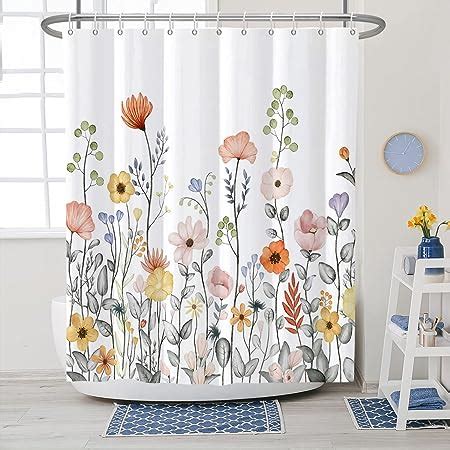 Amazon Yeele Flowers Extal Long Fabric Shower Curtain Floral