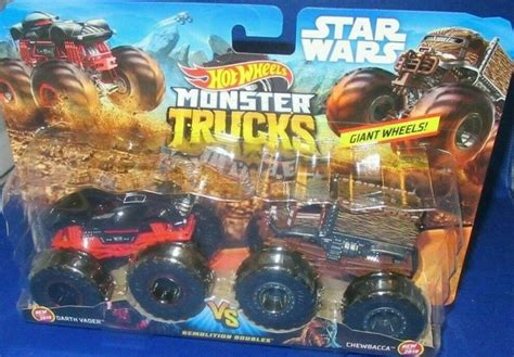 MONSTER TRUCKS GIANT HOT WHEELS STAR WARS DARTH VADER VS CHEWBACCA DOUBLE EBay Monster
