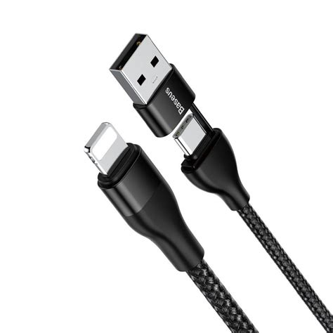 Купить Кабель Baseus 2 в 1 USB-A+Type-C в Lightning 10W/18W CATLYW-G01 ...