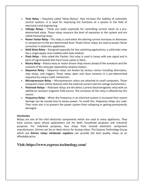 Know About Different Types Of Relays And Their Application Pdf