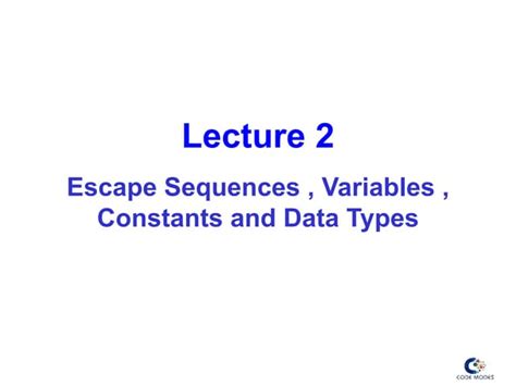 Escape Sequences And Variables Ppt