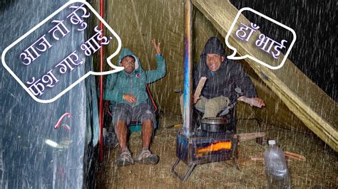 Haunted Winter Tipi Hot Tent Camping In Heavy Rain Camping Gone Wrong