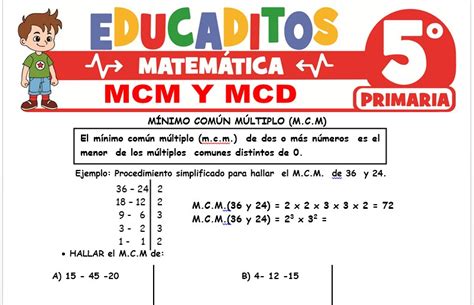 Mcm Y Mcd Para Quinto De Primaria Educaditos