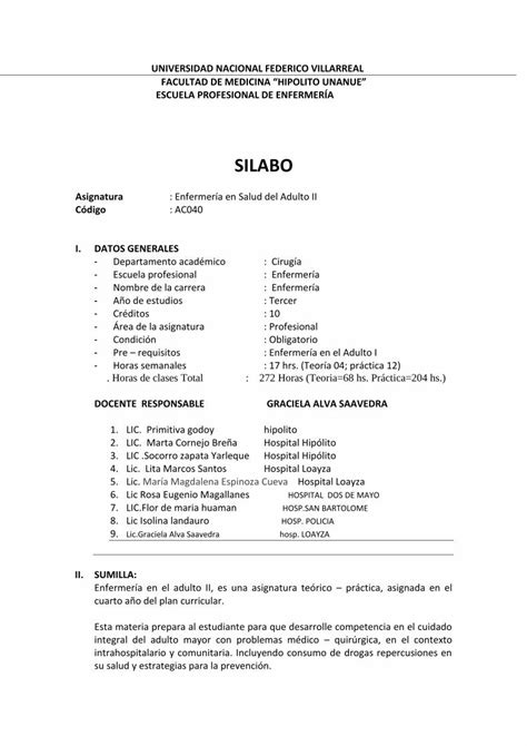 PDF SILABO unfv edu pe Cuidados de enfermería en pacientes con