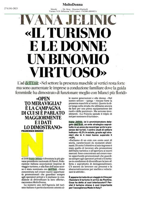 Il Turismo E Le Donne Un Binomio Virtuoso Intervista AD ENIT Ivana