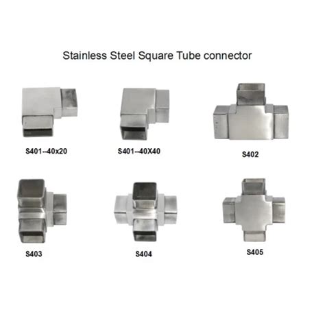 Stainless Steel Square Tube Connector Joiners For 40x40mm 15mm Thick Tube