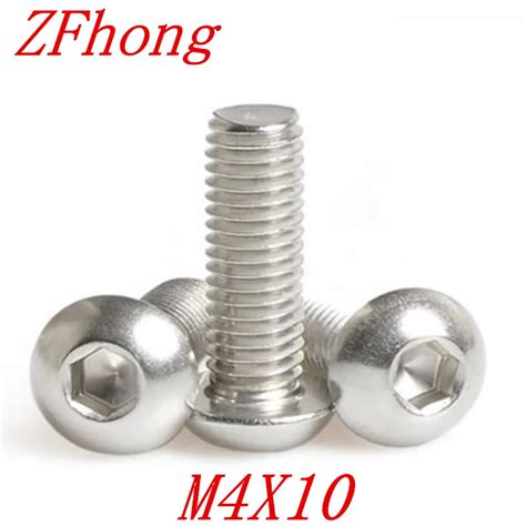 50pcs M4 10 M4 X 10 A2 Stainless Steel Allen Bolts Hex Button Socket