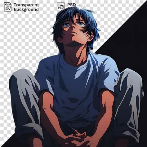 Premium Psd Tomoya Okazaki From Clannad Anime Sitting On The Ground