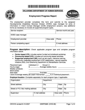 Fillable Online Okdhs Form 06WP066E DDS 66 Oklahoma Department Of