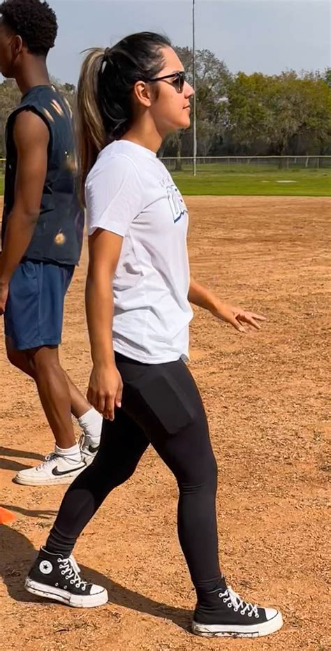 Excited Latina Playing Kickball Spandex Leggings Yoga Pants Forum