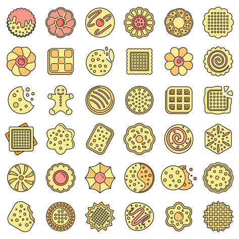 Biscuit Icons Set Vector Color Vector Art At Vecteezy