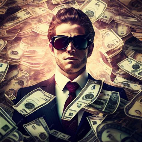 Premium Photo | Successful rich businessman portrait with money background