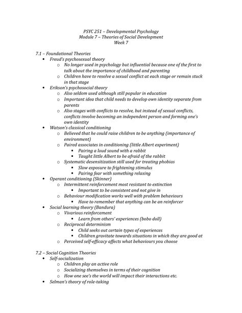 Psych Module Psyc Developmental Psychology Module