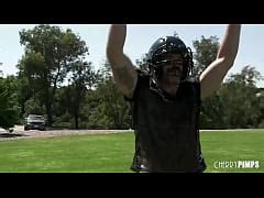 Busty Blonde Cheerleader Honey Blossom Seduces The Quarterback Charles Dera With Her Shaved