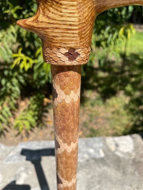 Walking Cane Snake Skin Walking Cane Walking Stick Hand Carved