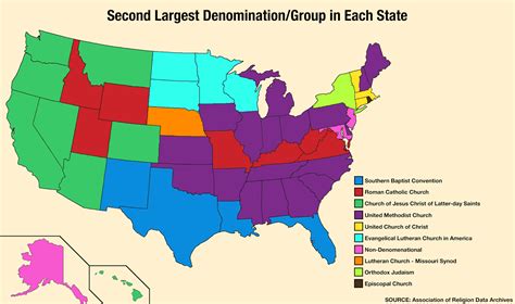 The Largest And Second Largest Religious Denominations In Each U S State