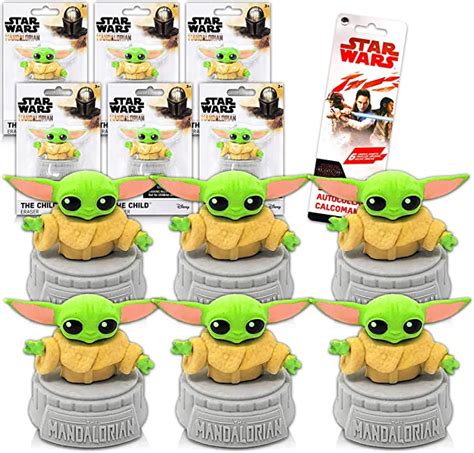 Star Wars Mandalorian Party Favors Eraser Bundle 6 Pack Baby Yoda