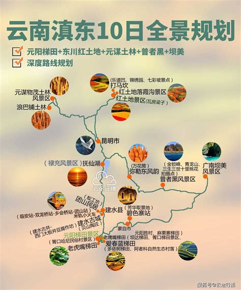 云南元阳梯田10日全景旅游攻略路线图（原创）东川红土地元谋土林坝美景区