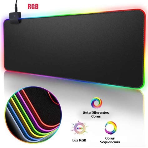 Mouse Pad Gamer Led RGB Colorido EXTRA GRANDE Exbom 800 X 300 X 4MM