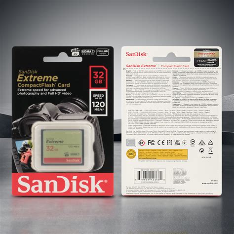 SanDisk Extreme Compact Flash Card VGP 20 120MB S 32GB SDCFXSB No