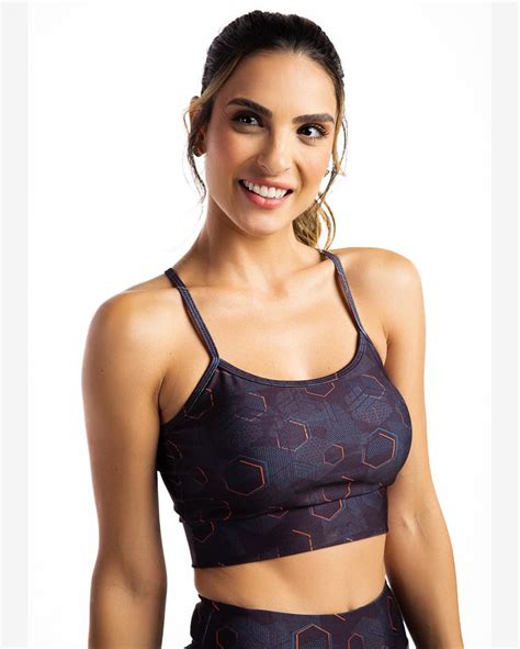 Riachuelo Top Fitness Feminino Estampa Hexagono Para Academia Treino