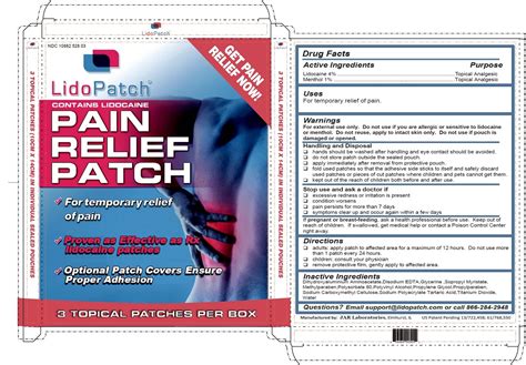 Lidopatch Pain Relief Lidocaine Hcl Menthol Patch