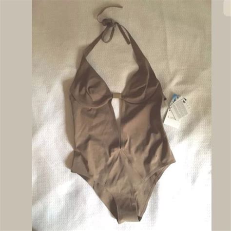 Sold La Perla Taupe Eclipse Halterneck Swimsuit Cut Out Swimsuits