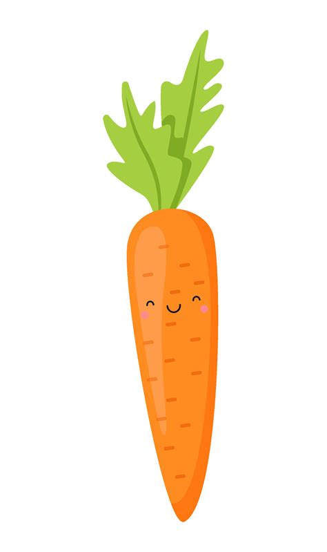 Cute carrot in kawaii style. Clipart image isolated on white background ...