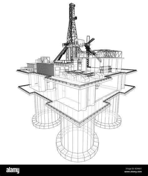 Offshore Oil Rig Drilling Platform Concept Vector Stock Vector Image