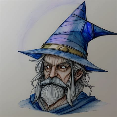 Wizard Hat Crystal Pencil Sketch Water Color Arthub Ai