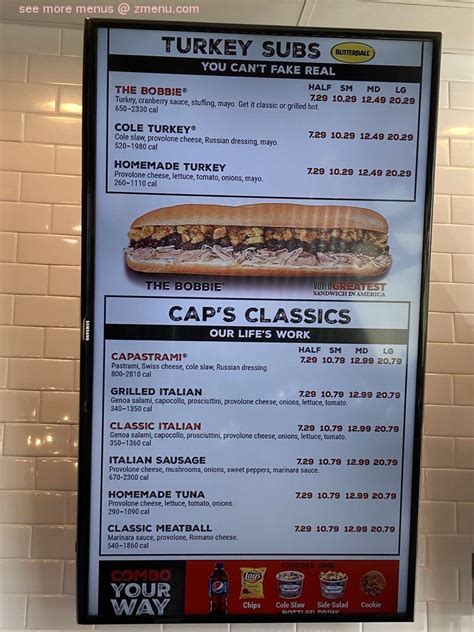 Online Menu Of Capriotti S Sandwich Shop Restaurant Reno Nevada 89502 Zmenu