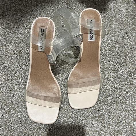 Steve Madden Nude Clear Heels Size 8 Worn Once To Depop