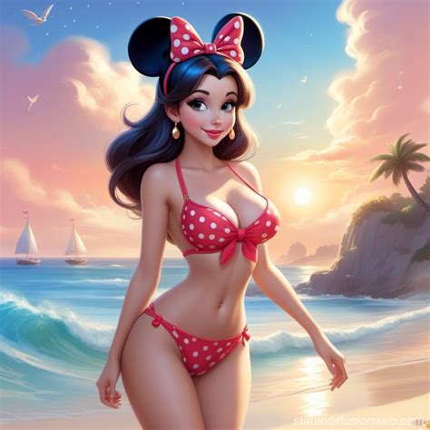 Minnie Mouse In Bikini On Bed With Daisy Duck Prompts Stable Diffusion Online