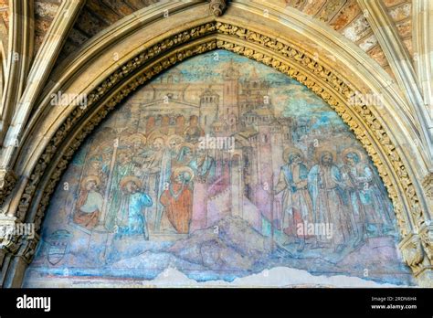 Wall Paintings In The Cloister Of Leon Cathedral Castile Leon Spain